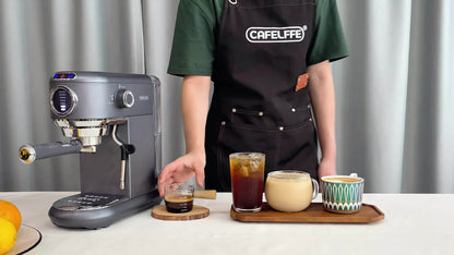 CAFELFFE Cold/Hot Semi-Automatic Espresso Machine, Stainless Steel Multi-Function Latte & Cappuccino Maker with Built-in Milk Frother/Steam Wand, Upgraded 7-Level Water Volume Control, Compatible with Ground Coffee & ESE Pods