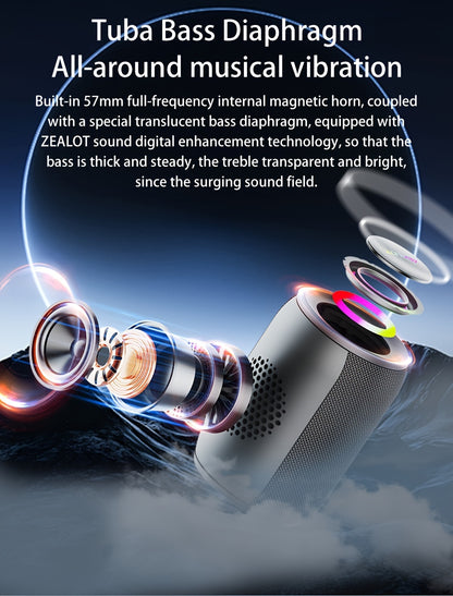 2024 New Style Zealot S32 Pro Wireless Speakers, Featuring Dual Pairing, a 3600Mah Battery, And 12 Hours of Loud Stereo Playtime with Booming Bass, Includes a Type-C Charging Cable for Connection with Mobile Phones, Tablets,