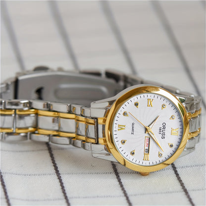 Luxury Rhinestone Decor Quartz Watch Waterproof Calendar Luminous Analog Wristwatch For Daily Life Business Travel Vacation Date Watch