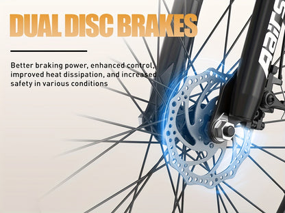 Aairsk 60.96cm Electric Bicycle for Adults, 7-Speed Ebike with 36V 13AH Replaceable Built-in Battery & 250W Motor, Full Suspension Electric Mountain Bike, 25 Km/h And 80km Range E-bike for Urban Commuters