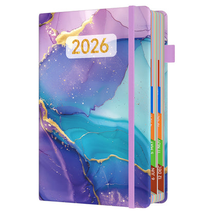 1pc Dzhzal Elegant Floral - Planner with Monthly View, Daily Organizer, Banded Elastic Closure, Pen Loop, Inner Pocket - Compact A5 Notebook (14.48x21.08cm) for Professionals, Students, Personal & Office Use - Perfect Gift Id