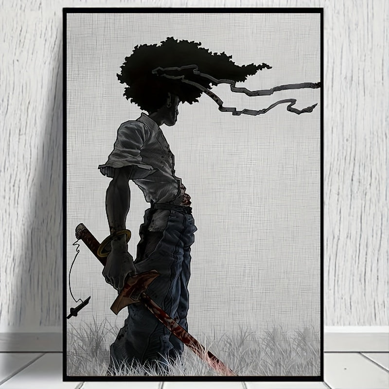 1pc African Samurai Anime Poster, Room Aesthetics Poster, Decoration Painting, Canvas Wall Art, Living Room Poster, Bedroom Painting, Home Decor, Frameless