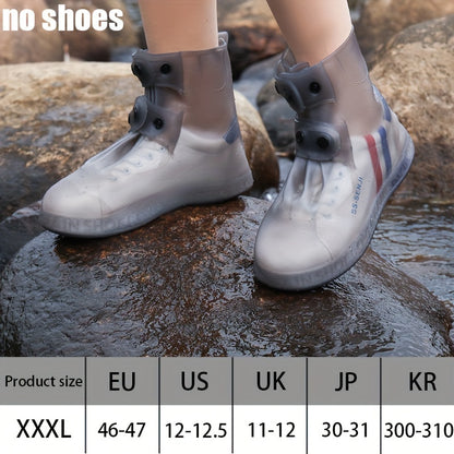 Waterproof Shoe Covers for Outdoor Work, Cycling, Skiing - Non-Slip, Durable, Soft Plastic with Adjustable Straps, White with Purple Accents, Ideal for Wet Conditions, Cycling Accessories, Sleek Design, Secure Fit Design, Wom