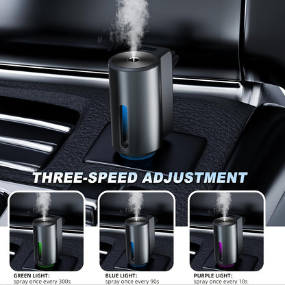 Intelligent Car Air Vent Aromatherapy Diffuser - Cylindrical Shape, Battery Powered with Rechargeable Lithium Battery, 3 Operating Modes, Spray Format for Fresh Fragrance