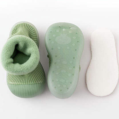 Casual Comfortable Slip On Rubber Sole Sock Shoes For Baby Boys, Breathable Non Slip Walking Shoes For Indoor Outdoor, Autumn And Winter