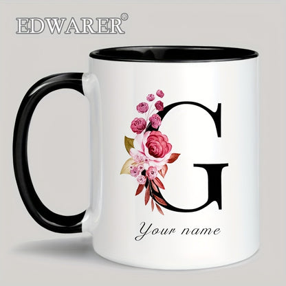 1pc A-Z Letter Custom Personalized Coffee Mug, Water Cup, Photo Text Ceramic Mug 11oz, Graduation Appreciation Thank You Holiday Birthday Gifts, Valentine's Day, Christmas, Birthday, Anniversary Mug Gift, Drinkware For Restau