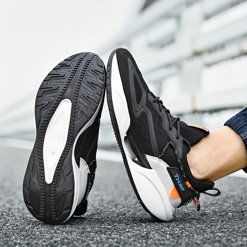 Panyan Wolfcaw Men's Sneakers - White/Black/Orange Sneakers with Air Cushion Technology, Arch Support & Non-Slip MD/TPU Sole - Low-Top Breathable Running Gym Shoes for Casual, Training, Casual Attire - All-Season Comfortable