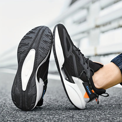 Panyan Wolfcaw Men's Sneakers - White/Black/Orange Sneakers with Air Cushion Technology, Arch Support & Non-Slip MD/TPU Sole - Low-Top Breathable Running Gym Shoes for Casual, Training, Casual Attire - All-Season Comfortable