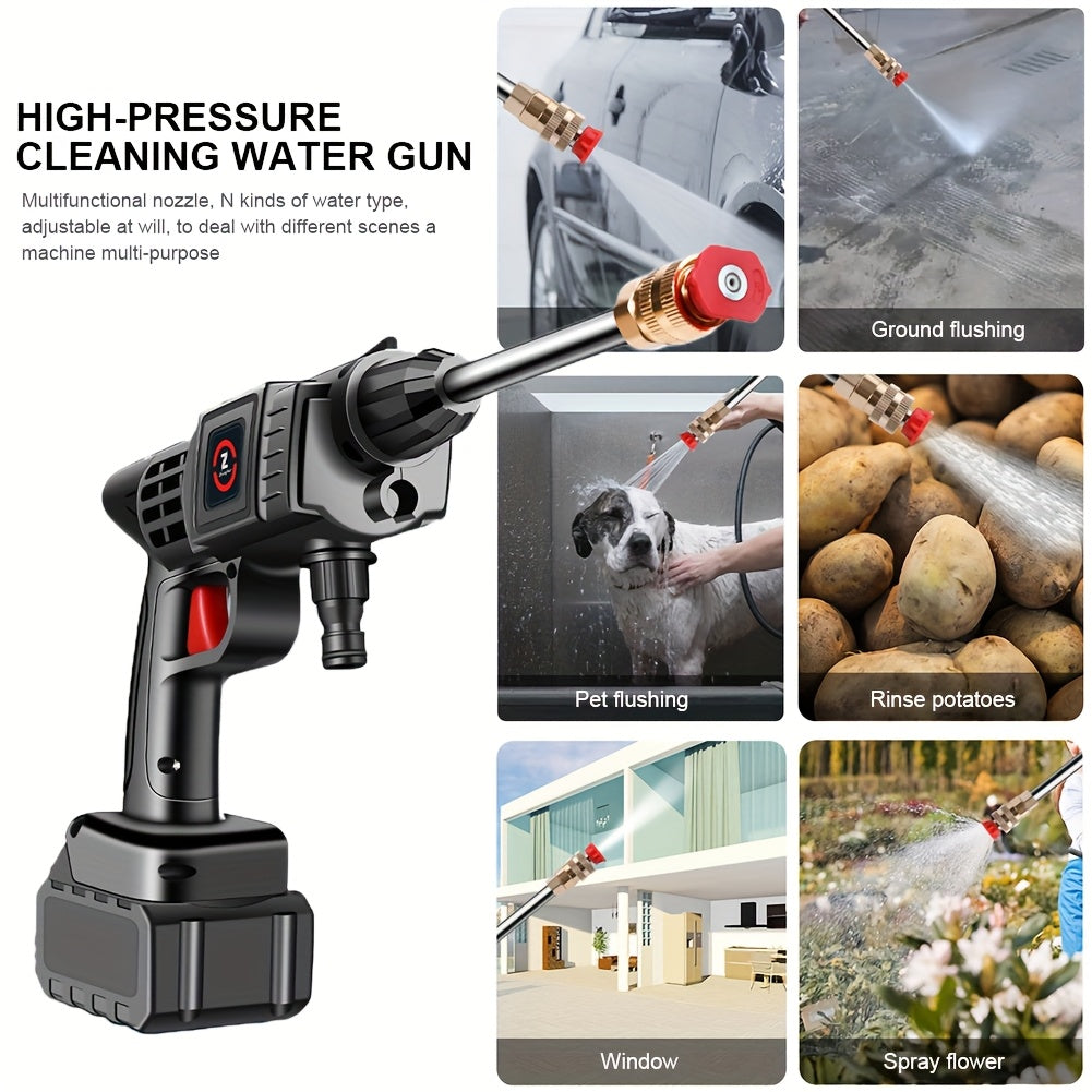 21V Cordless Electric Pressure Washer with 1300mAh Battery & Charger - Heavy-Duty Portable Handheld Power Washer, Lithium-Ion Battery-Powered, Ergonomic Design with Adjustable Nozzle & Hose Connector for Cars, Floors, Garden,