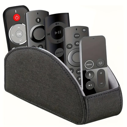 Remote Control Holder with 5 Compartments, PU Leather Multifunctional Desktop Storage Box/Remote Caddy/Pen Holder/Multi-Scene Practical Desk Organizer Shelf for Appliance Controllers, Stationery, Eyeglasses, Brushes, Office S