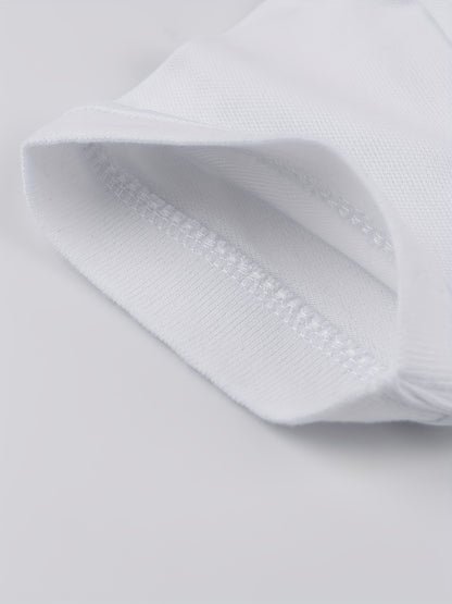 Camisa casual de criança com lapela, t-shirt de manga curta para menino, roupa infantil confortável e respirável.