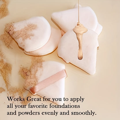 5pcs Soft Triangle Powder Puffs for Loose Powder, Mineral Powder, Body Powder, Velour Cosmetic Foundation Sponges - Nude and Black - Beauty Makeup Tools