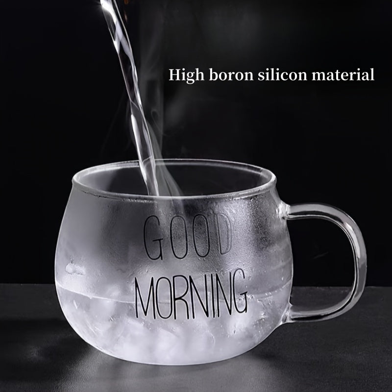 1pc, Good Morning Breakfast Milk Oatmeal Cup, High Borosilicate Glass Mug, Large Capacity Glass Cup, 400ml/13.6oz