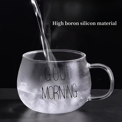 1pc, Good Morning Breakfast Milk Oatmeal Cup, High Borosilicate Glass Mug, Large Capacity Glass Cup, 400ml/13.6oz