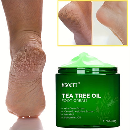 Athletes Foot Cream With Tea Tree Oil, Aloe & Spearmint - Hydrates, Softens & Conditions Dry Cracked Feet, Heel And Calluses,- Helps Soothe Irritated Skin