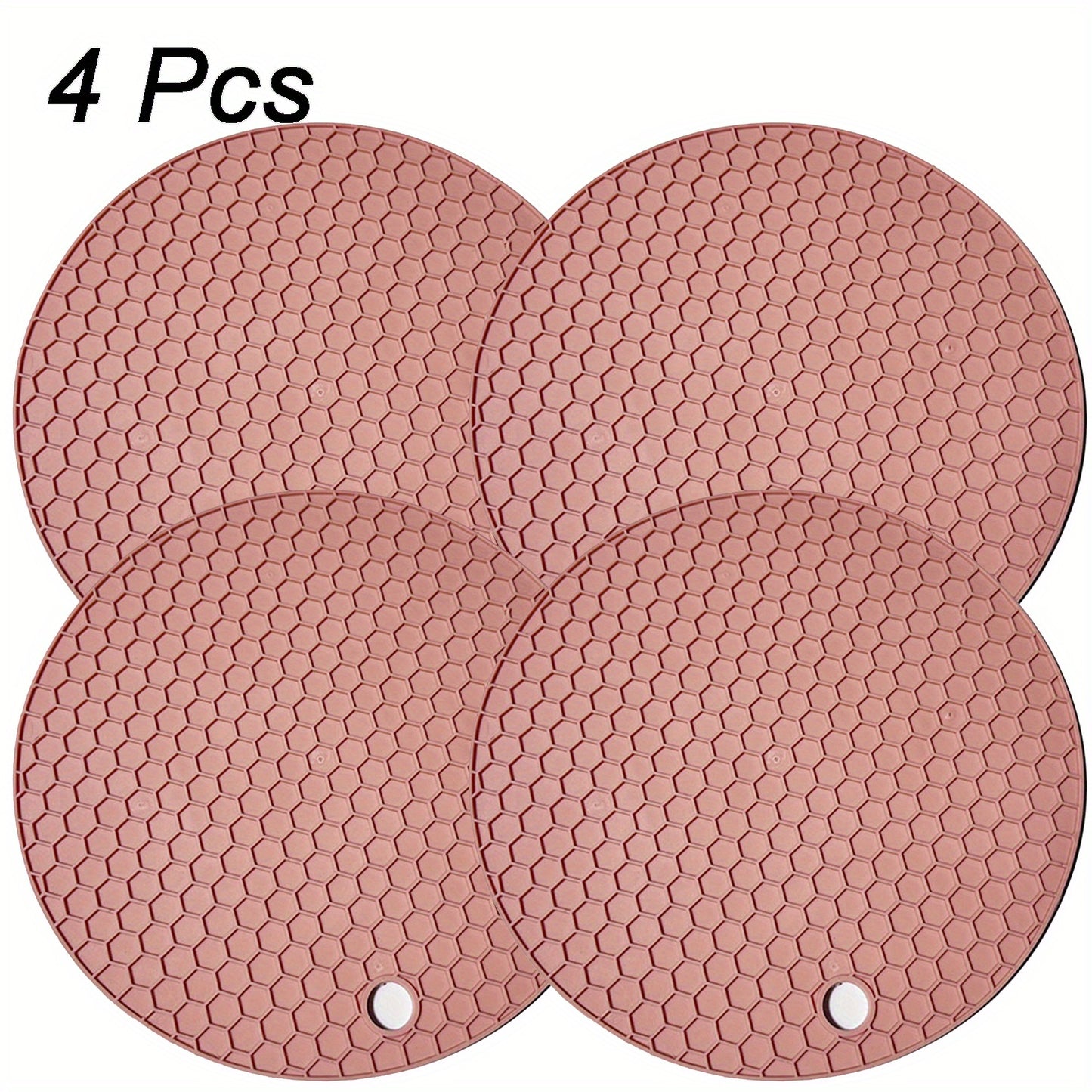 1/4pcs Round Honeycomb Silicone Placemat 17.02 Cm, Heat Insulation Pad, Non-slip Pot Holder, Easy To Clean And High Temperature Resistant Table Mat, Tabletop Protection, Home Kitchen Dining Table Decor
