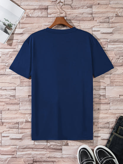 Conjunto de 4 t-shirts casuais para homem de cor sólida, estilo simples, manga curta e gola redonda, ideais para usar em casa, como pijama ou para atividades ao ar livre no verão.