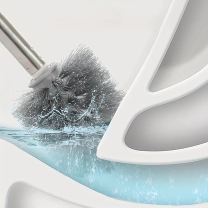 Conjunto de escova de sanita de parede com cabo longo - Design flexível e sem cantos mortos para facilitar a limpeza da casa de banho, inclui suporte - Material essencial para o regresso às aulas