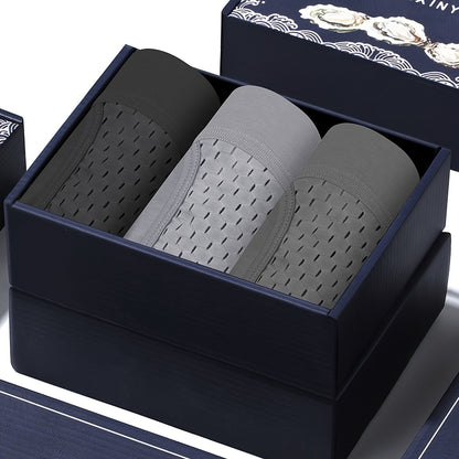 Conjunto de 3 Cuecas Boxer para Homem GDECC em Modal de Cor Sólida - Malha Respirável com Elasticidade Média, Reforço Lateral, Bege Claro, Macias e de Corte Plano para Uso Diário e Casual.