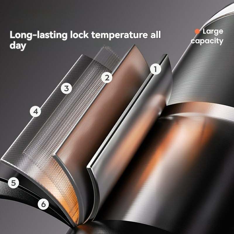 Garrafa de água NRMEI de aço inoxidável de 1,2 litros com pega - Boca dupla - À prova de fugas - Adequada para suportes de copos de automóvel
