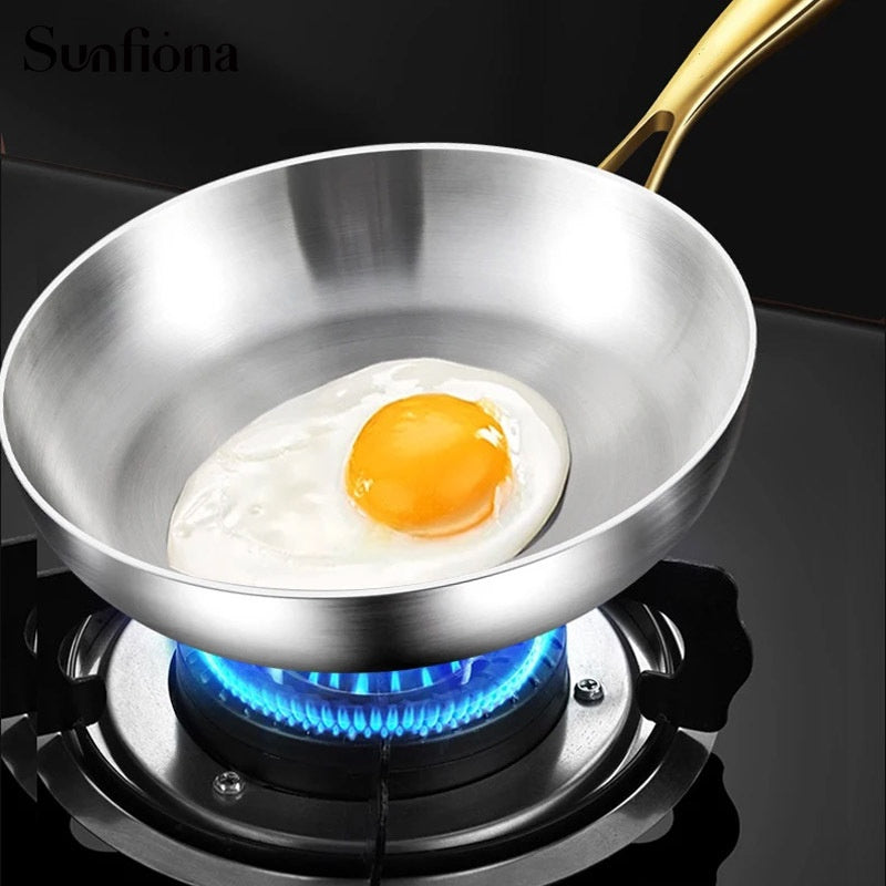 Sunfiona Tri-Ply Stainless Steel Frying Pan Set of 3,21.84/23.88/25.91/27.94/29.97cm Chef's Pans,Skillets,Induction Cookware,Pots and Pans Set,Dishwasher and Oven Safe