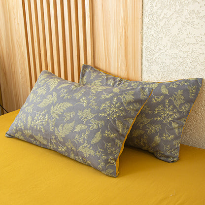 Dark Vine Pattern 4pcss Bedding Set Vintage Small Floral 4pcss Sheet Set Includes 1 Flat Sheet, 1 Duvet Cover, 2 Pillowcases - Washable Polyester Machine Washable - Breathable And Easy to Clean, Does Not Contain Down Duvet Or