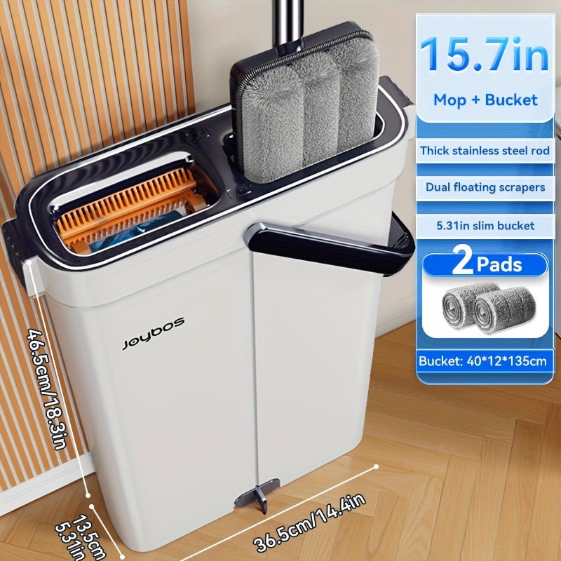 [Narrow Gap Magic] Hand-free Flat Mop And Bucket, Home Floor Cleaning, Recommended for Bedrooms, Living Rooms, Bathrooms, Kitchens, Patios, for Vinyl Wood And Tile Floors, Floor Cleaning, Cleaning Supplies, Cleaning Tools, Ho