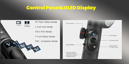 AOCHUAN SmartX Pro Combo 1 - Wireless Phone Gimbal Stabilizer with RGB Light, Extended Rod, and Carrying Case for YouTube & TikTok Video Creation (15 Pro Max Compatible), YouTube Video Stabilizer | Modern Gimbal Design | Comp