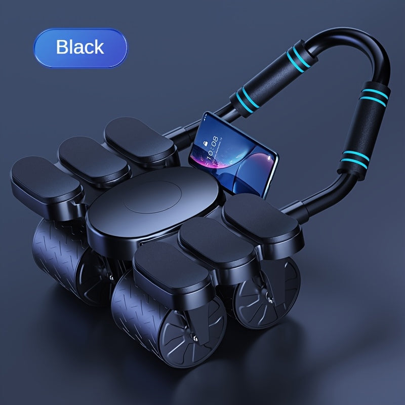 Roda abdominal silenciosa com quatro rodas, perfeita para exercícios em casa e compressão abdominal, ideal para o treino do core, fabricada em material ABS, um excelente presente para o Natal e Ano Novo.