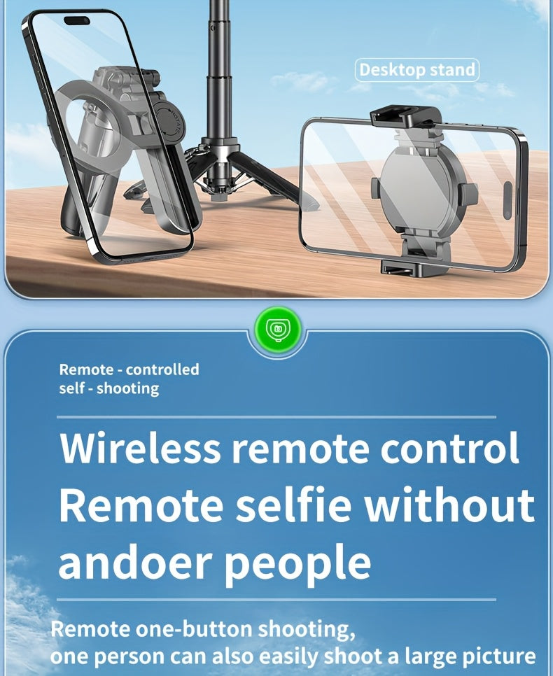 4-in-1 Multi-function Selfie Stick with Bluetooth Remote Control | Magnetic, Cell Phone Clip Dual Combination, 360° Rotation + 220° Flip Adjustment | Detachable Tripod/Cell Phone Holder | Portable Folding Compatible with 4.