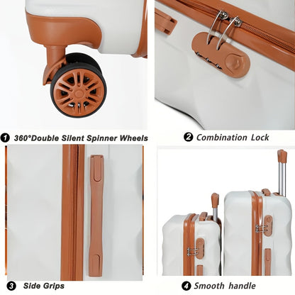 Conjunto de 4 malas de viagem de 20+24 polegadas, malas rígidas em ABS com rodas giratórias, conjunto de malas de viagem leves para senhora e homem com cadeado, inclui (20+24) + bolsa de ginástica de viagem, conjunto de malas, mala de viagem, malas