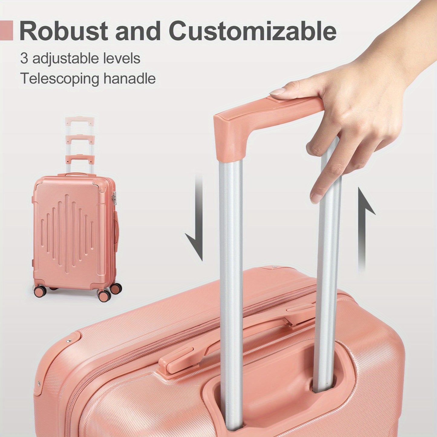 Conjunto de 4 malas com protetores de cantos, tamanhos 12/20/24/28 polegadas, estrutura rígida e resistente, rodas giratórias 360°, multifuncionais, de grande capacidade e leves.