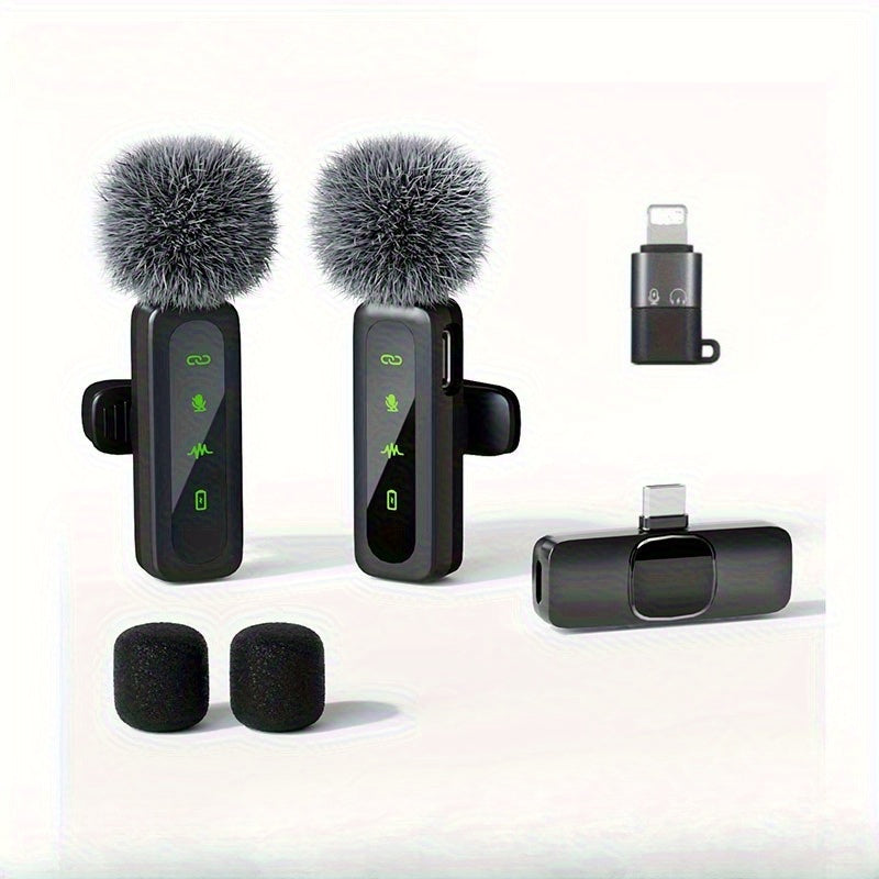 Microfone de Lapela Sem Fios Portáteis Type-C