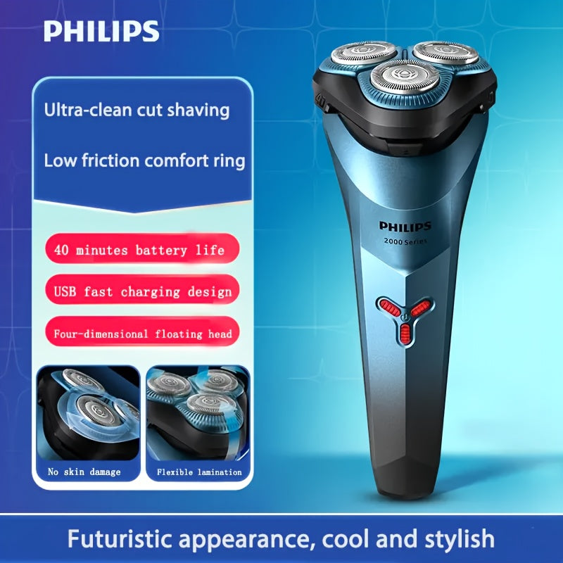 Philips Series 2000 Electric Shaver S2313 PowerCut Blade Four-dimensional Floating Design Air Cushion Shaving Head Low Friction Comfort Ring IPX7 Waterproof Dry and Wet Dual Shave Ergonomic Design Wind Speed Cutting System US
