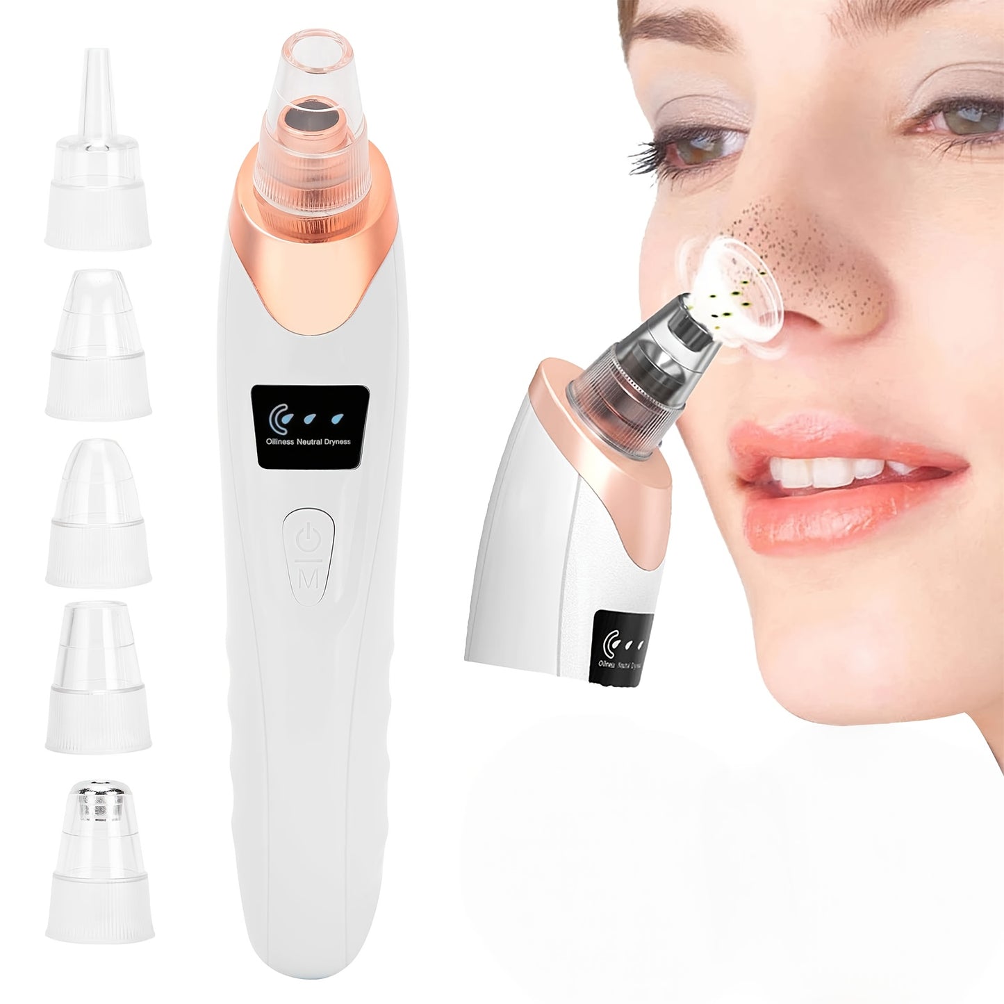 2025 New Facial Pore Vacuum Blackhead Remover, Facial Pore Cleaner - 3 Suction, 5 Probes, USB Rechargeable Facial Cleaning Kit - Adult Facial Electric Cleaning Tool, Birthday Gift, Mother'S Day