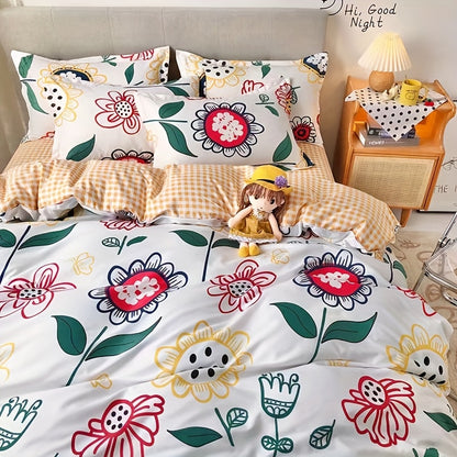 New Bedding Set, Fashionable, Soft, Comfortable And Durable (Including 1 Quilt Cover + 1 Bed Sheet + 2 Pillowcases)