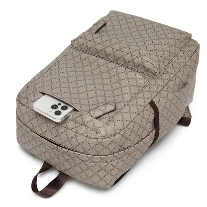 LUMG Men's Large Capacity 15.6-Inch Laptop Backpack with Multiple Compartments, Gray Geometric Design, Business & Travel Backpack for Work, School, or Father's Day Gift, Computer Backpack, Textured Finish