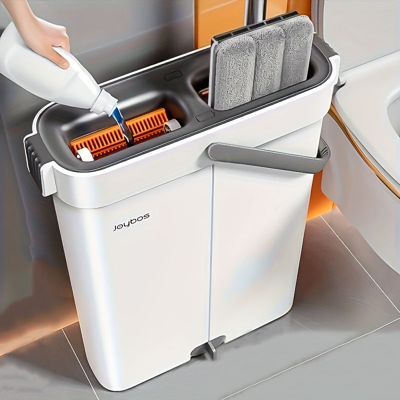 Mop and bucket complete cleaning system, hands-free household dust removal flat mop, dry and wet separation bucket, with washable and reusable microfiber cloth, household floor, courtyard, and bathroom, cleaning supplies, cle