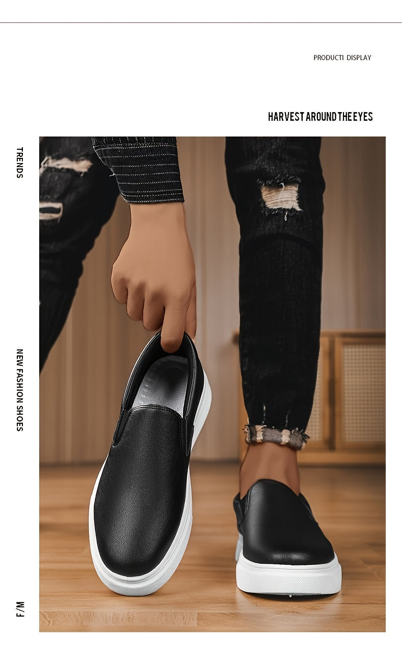 Mocassins para homem sem atacadores - Ténis antiderrapantes de cano baixo com bico redondo, estilo mocassins, com sola acolchoada em PVC, disponíveis em castanho/preto/branco/bege para uso diário e formal - Sapatos sociais minimalistas e versáteis.