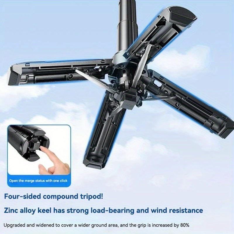 Stick de selfie multifunções 4 em 1 com controlo remoto sem fios | Combinação dupla de clipe magnético e para telemóvel, rotação de 360°