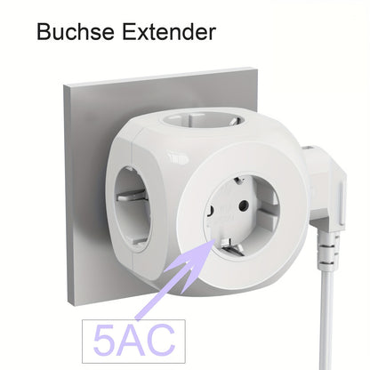 Tomada elétrica padrão europeia 5 em 1, extensão de parede com 5 fichas europeias – Resolva a falta de tomadas na sala de estar, quarto, escritório e cozinha.