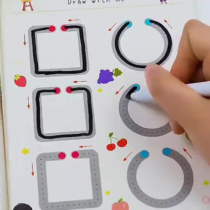Conjunto de Caderno Mágico Reutilizável com 64 Páginas | Desenvolvimento Cerebral Integral, Controlo da Caneta e Atividades Educativas de Desenho | Aprenda a Escrever com Papel | Páginas Coloridas | Presente para o Regresso às Aulas