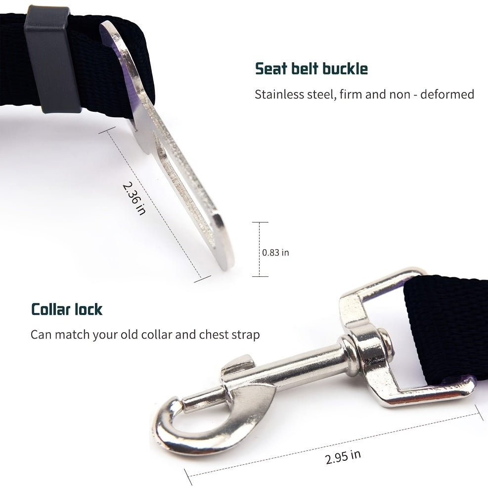 Keep Your Pet Safe On The Road: 1pc Retractable & Adjustable Pet Seat Belt For Cars