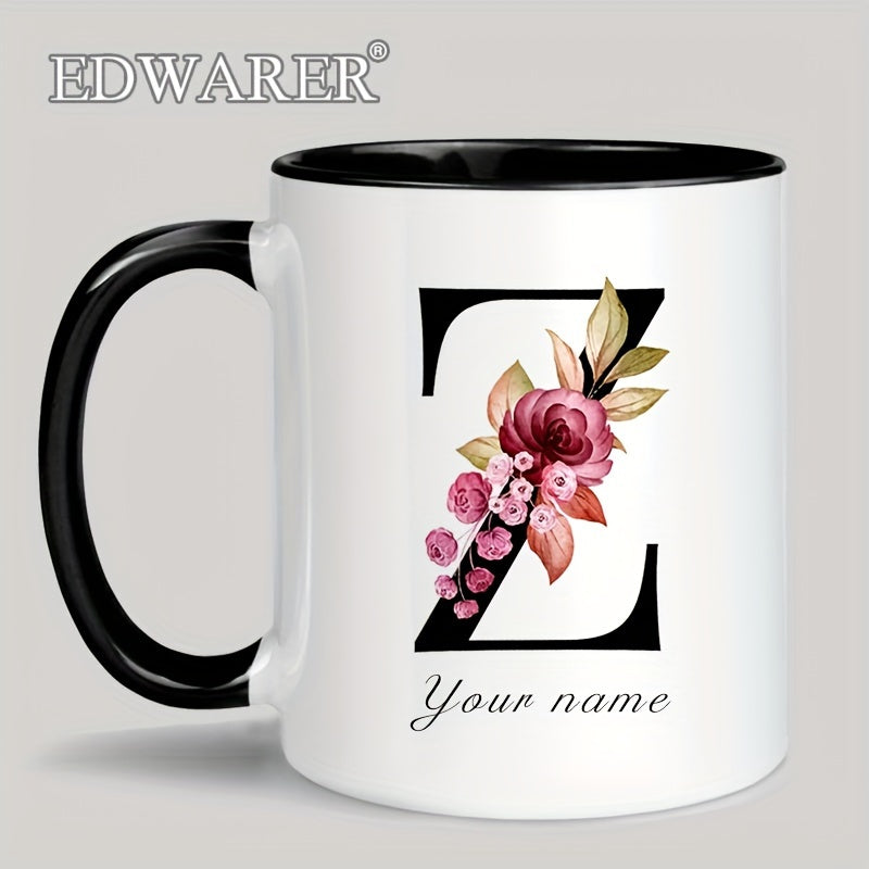 1pc A-Z Letter Custom Personalized Coffee Mug, Water Cup, Photo Text Ceramic Mug 11oz, Graduation Appreciation Thank You Holiday Birthday Gifts, Valentine's Day, Christmas, Birthday, Anniversary Mug Gift, Drinkware For Restau
