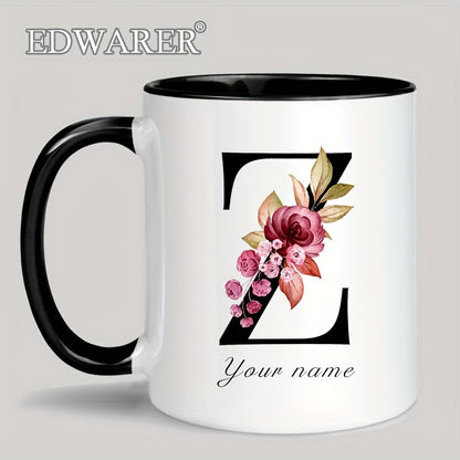 1pc A-Z Letter Custom Personalized Coffee Mug, Water Cup, Photo Text Ceramic Mug 11oz, Graduation Appreciation Thank You Holiday Birthday Gifts, Valentine's Day, Christmas, Birthday, Anniversary Mug Gift, Drinkware For Restau