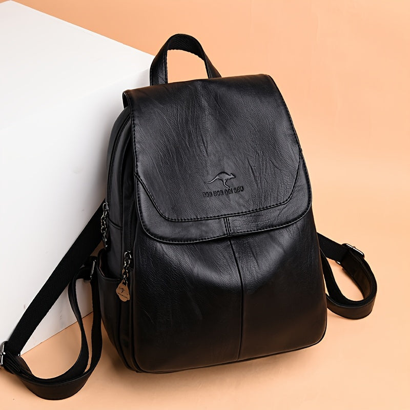 1pc Stylish Soft Women’s Backpack - Large Capacity, Lightweight with Adjustable Straps, Black, Perfect for Daily Commute & Student Use, Travel Backpack