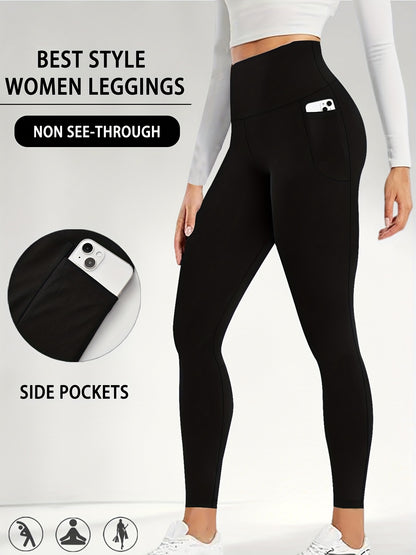 Women's High Waisted Super Soft Yoga Leggings with Pockets - Tummy Control, Stretchy Workout & Running Pants, Light Pink, Machine Washable, All-Season Comfort