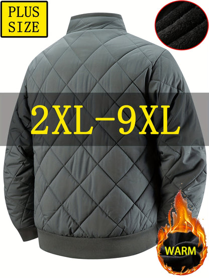 Men's Oversized Winter Coat 2XL-9XL (Big & Tall) - Thick Full-Zip Jacket with Stand Collar, -Filled Large Pockets - Heavy-Duty Cold Weather Outerwear for Plus Size Men, Hand Wash/Dry Clean (Casual Winter Jacket), PLUS SIZE