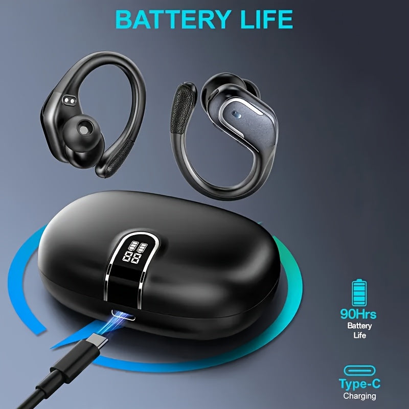 New Wireless Earbuds for Running Sports, Wireless Earphones with Earhooks Pure Bass Sound, Over Ear Headphones with Dual-LED Display, Earphones Noise Cancelling Headset Built-in Microphone