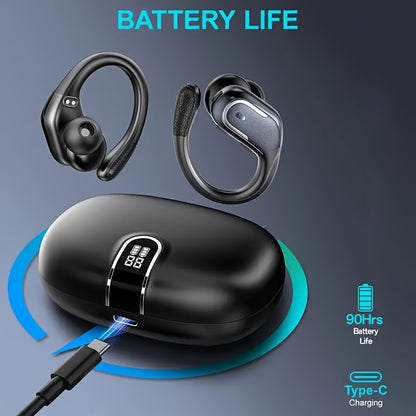 New Wireless Earbuds for Running Sports, Wireless Earphones with Earhooks Pure Bass Sound, Over Ear Headphones with Dual-LED Display, Earphones Noise Cancelling Headset Built-in Microphone